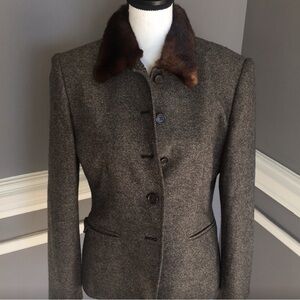 Ralph Lauren Wool Faux Fur Collar Blazer SZ 8